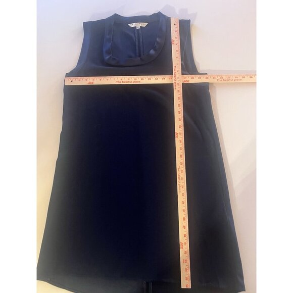 TRINA TURK navy blue scoopneck sleeveless crepe shift flowy dress L minimalist - Picture 6 of 8